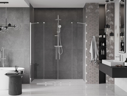 Mexen Velar Duo drzwi prysznicowe rozsuwane 180 cm, transparent, chrom - 871-180-000-02-01