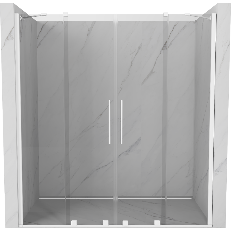 Mexen Velar Duo drzwi prysznicowe rozsuwane 180 cm, transparent, białe - 871-180-000-02-20