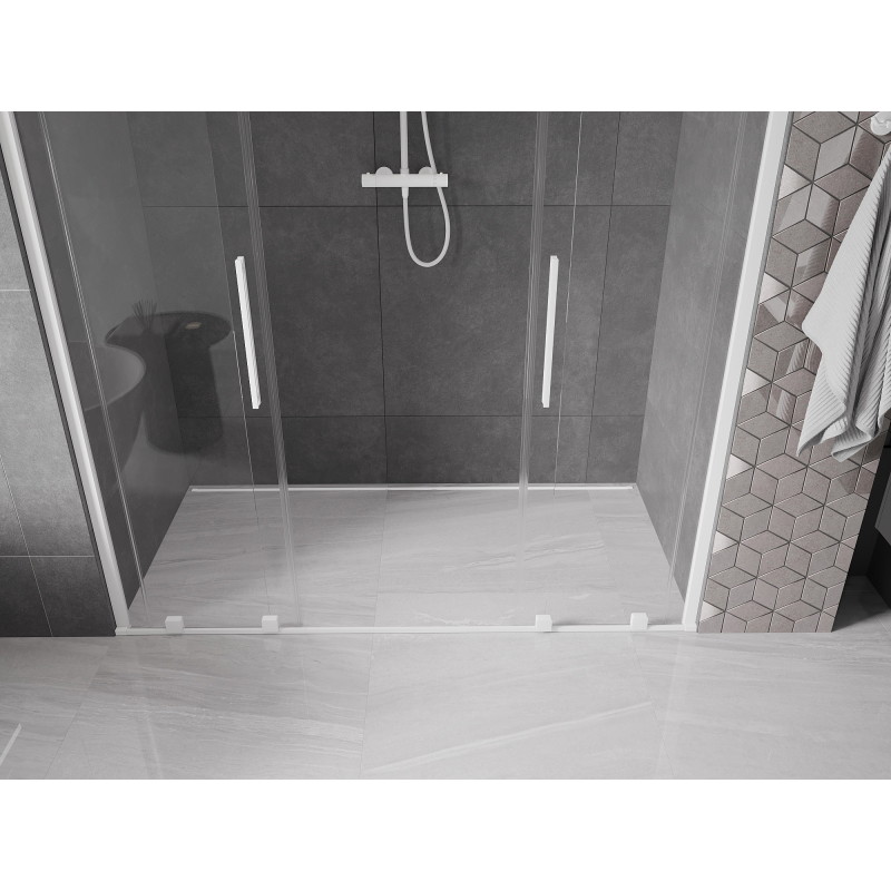 Mexen Velar Duo drzwi prysznicowe rozsuwane 180 cm, transparent, białe - 871-180-000-02-20