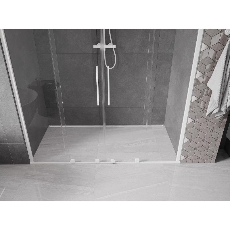 Mexen Velar Duo drzwi prysznicowe rozsuwane 200 cm, transparent, białe - 871-200-000-02-20