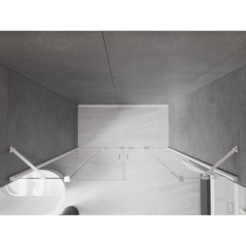 Mexen Velar Duo drzwi prysznicowe rozsuwane 200 cm, transparent, białe - 871-200-000-02-20