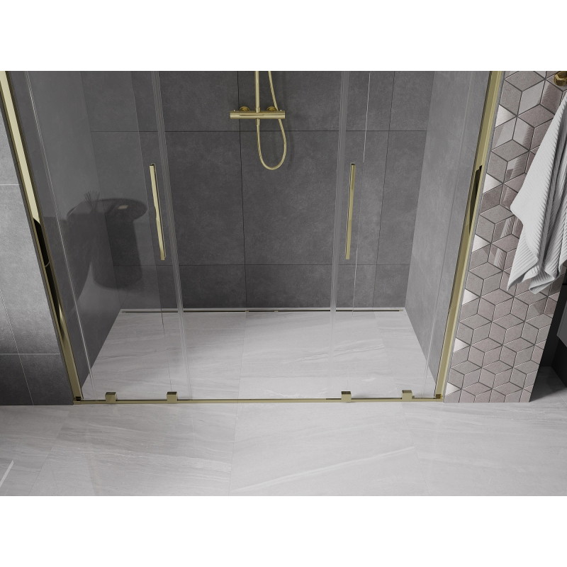 Mexen Velar Duo drzwi prysznicowe rozsuwane 180 cm, transparent, złote - 871-180-000-02-50