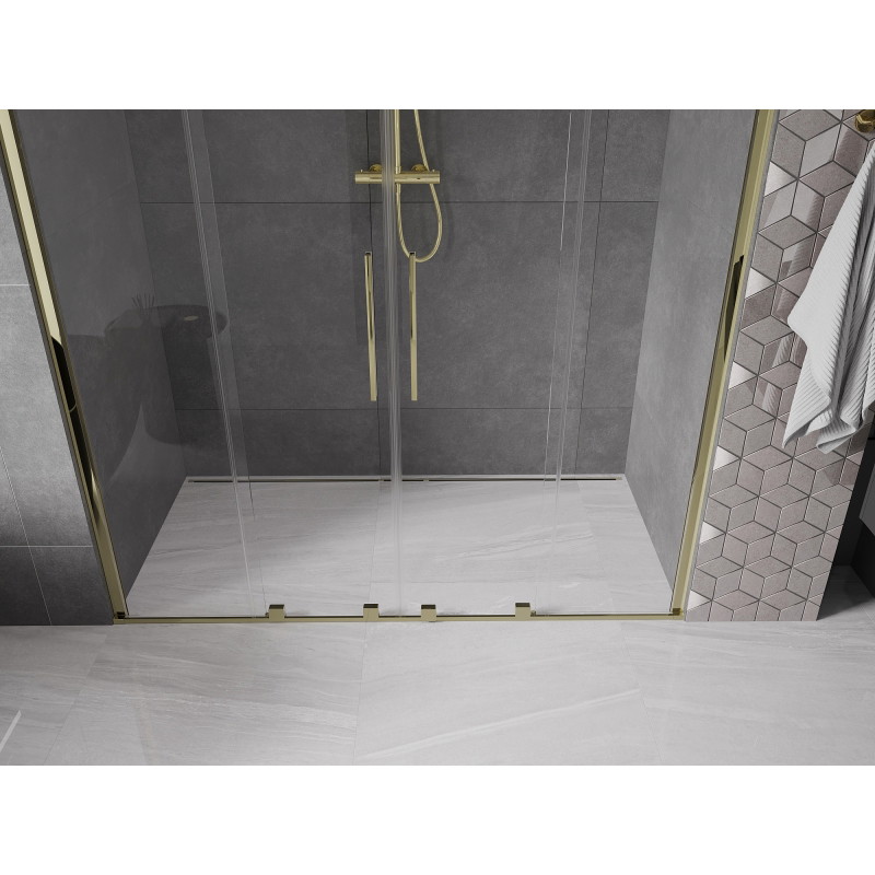 Mexen Velar Duo drzwi prysznicowe rozsuwane 200 cm, transparent, złote - 871-200-000-02-50