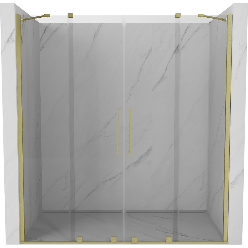 Mexen Velar Duo drzwi prysznicowe rozsuwane 180 cm, transparent, złote szczotkowane - 871-180-000-02-55