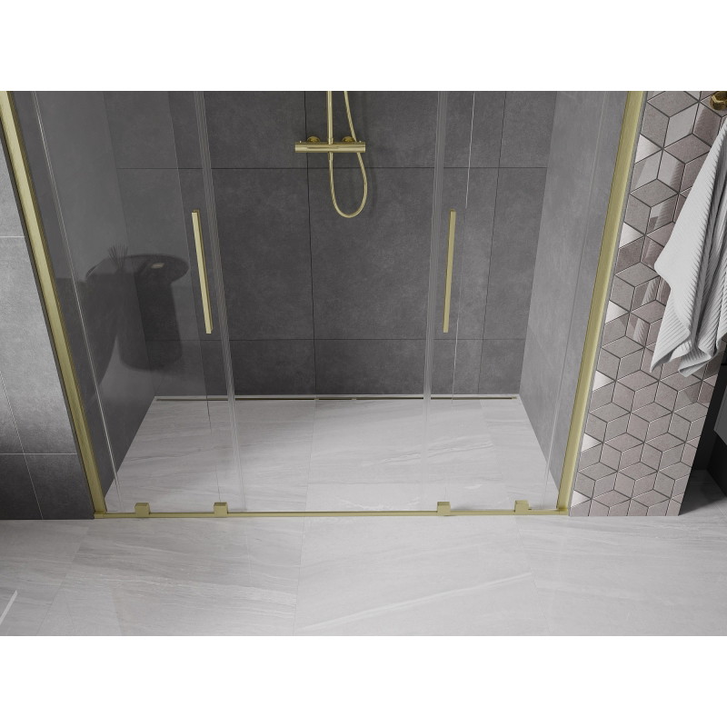 Mexen Velar Duo drzwi prysznicowe rozsuwane 180 cm, transparent, złote szczotkowane - 871-180-000-02-55
