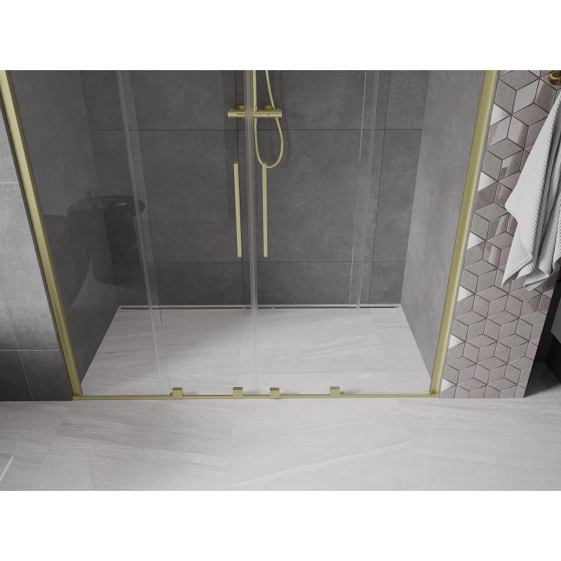 Mexen Velar Duo drzwi prysznicowe rozsuwane 200 cm, transparent, złote szczotkowane - 871-200-000-02-55