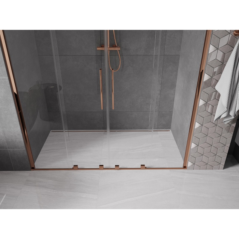 Mexen Velar Duo drzwi prysznicowe rozsuwane 170 cm, transparent, różowe złoto - 871-170-000-02-60