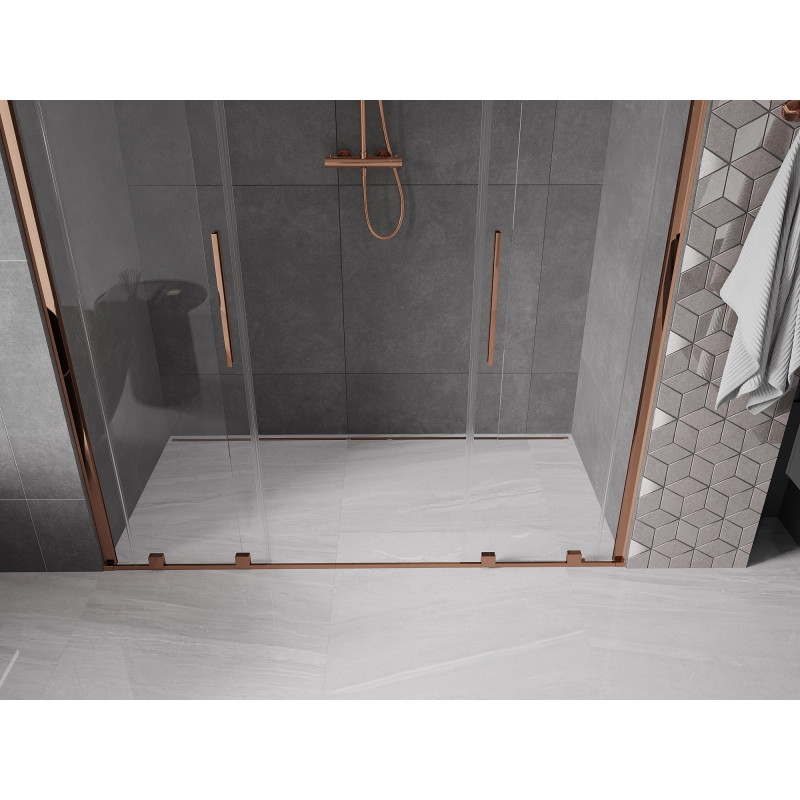 Mexen Velar Duo drzwi prysznicowe rozsuwane 170 cm, transparent, różowe złoto - 871-170-000-02-60