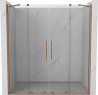 Mexen Velar Duo drzwi prysznicowe rozsuwane 200 cm, transparent, miedź szczotkowana - 871-200-000-02-65