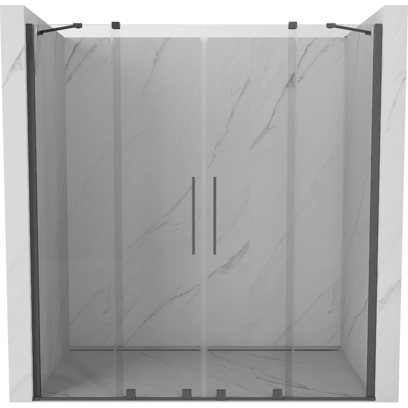 Mexen Velar Duo drzwi prysznicowe rozsuwane 180 cm, transparent, gun gray szczotkowany - 871-180-000-02-66