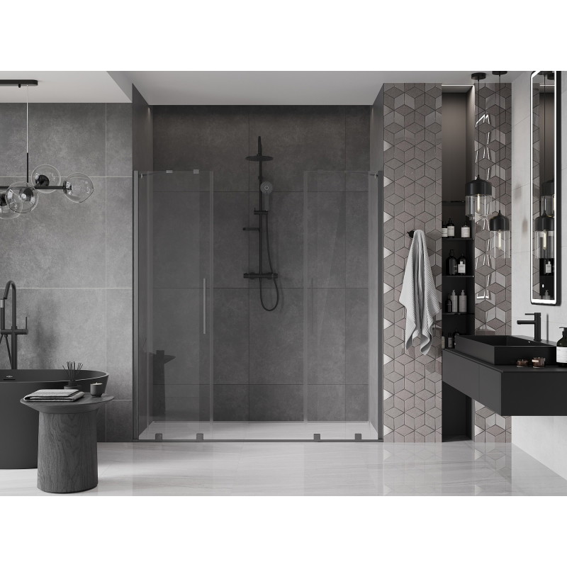 Mexen Velar Duo drzwi prysznicowe rozsuwane 180 cm, transparent, gun gray szczotkowany - 871-180-000-02-66