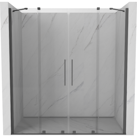 Mexen Velar Duo drzwi prysznicowe rozsuwane 200 cm, transparent, gun gray szczotkowany - 871-200-000-02-66
