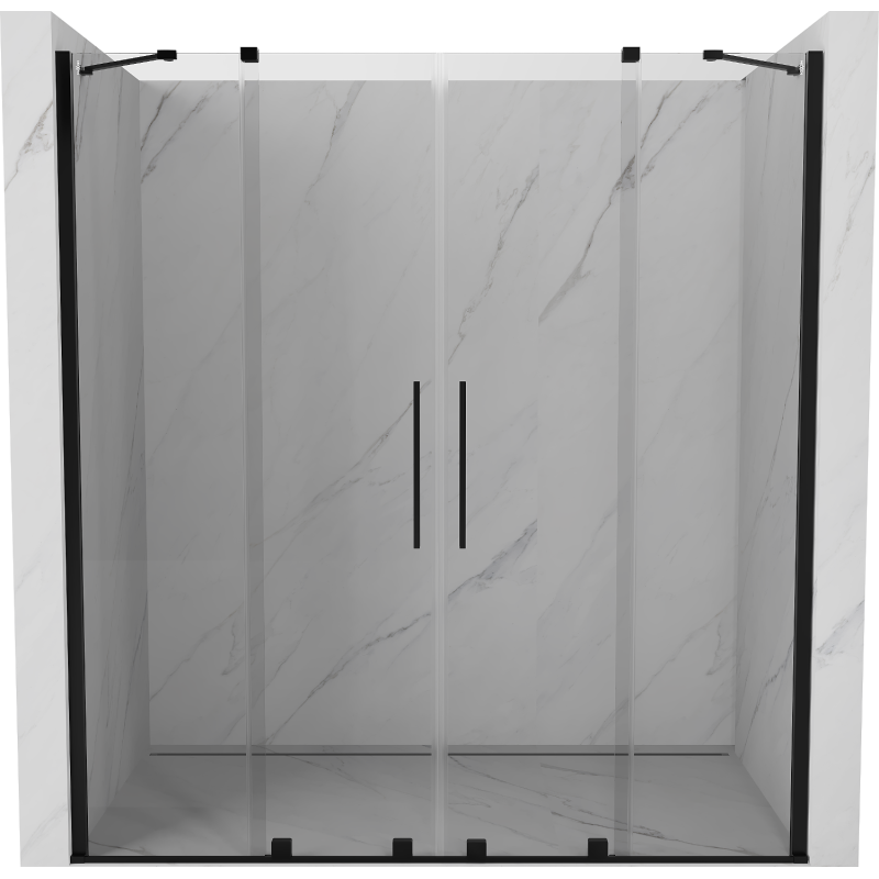 Mexen Velar Duo drzwi prysznicowe rozsuwane 170 cm, transparent, czarne - 871-170-000-02-70