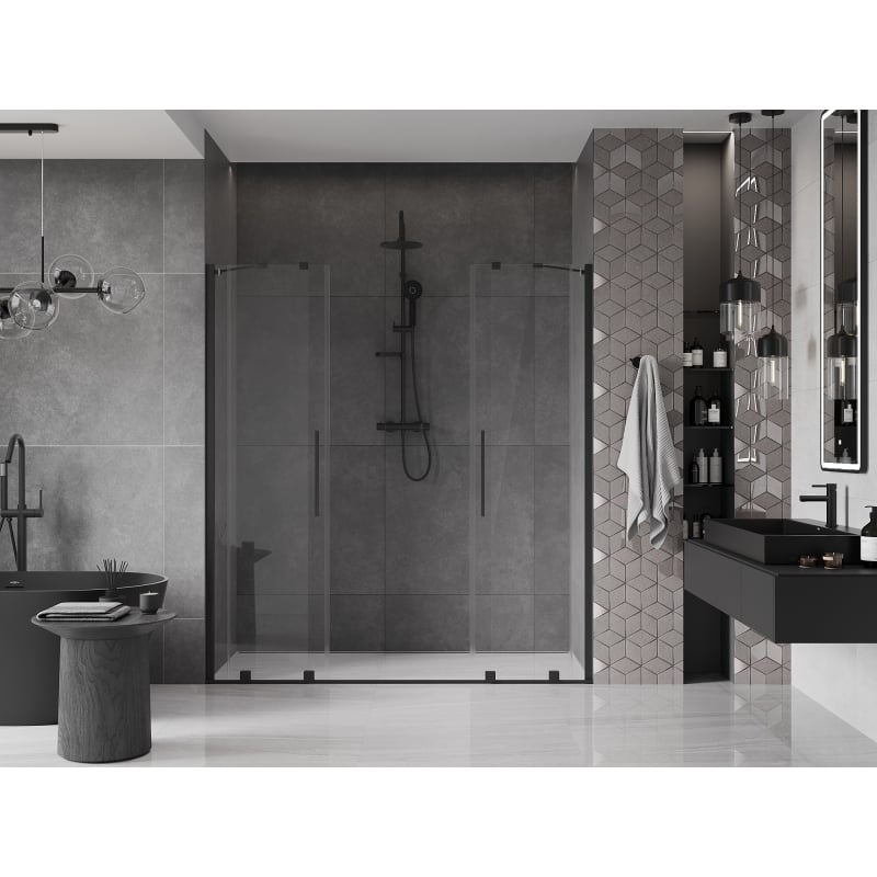 Mexen Velar Duo drzwi prysznicowe rozsuwane 180 cm, transparent, czarne - 871-180-000-02-70
