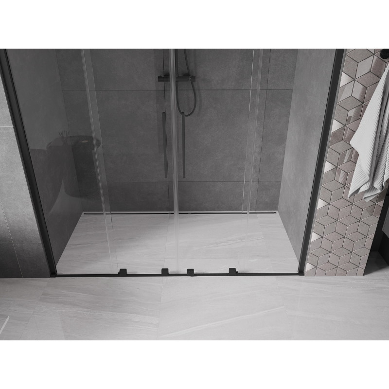 Mexen Velar Duo drzwi prysznicowe rozsuwane 200 cm, transparent, czarne - 871-200-000-02-70