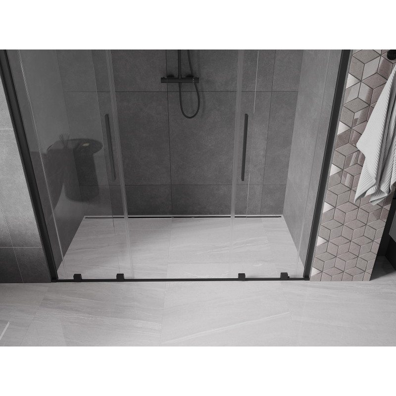 Mexen Velar Duo drzwi prysznicowe rozsuwane 200 cm, transparent, czarne - 871-200-000-02-70