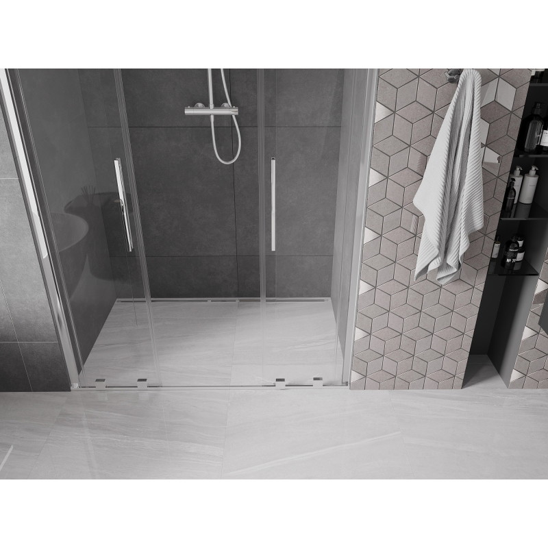 Mexen Velar Duo drzwi prysznicowe rozsuwane 160 cm, transparent, chrom - 871-160-000-02-01