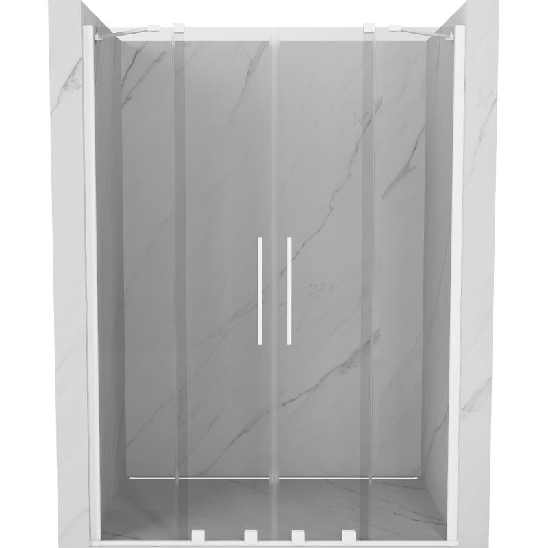 Mexen Velar Duo drzwi prysznicowe rozsuwane 160 cm, transparent, białe - 871-160-000-02-20