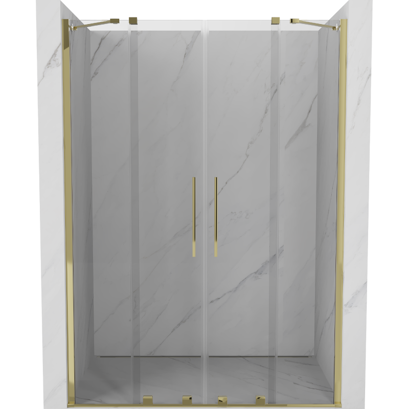 Mexen Velar Duo drzwi prysznicowe rozsuwane 140 cm, transparent, złote - 871-140-000-02-50