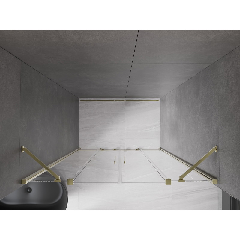 Mexen Velar Duo drzwi prysznicowe rozsuwane 150 cm, transparent, złote - 871-150-000-02-50