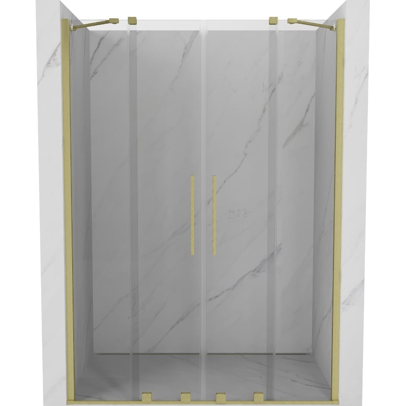 Mexen Velar Duo drzwi prysznicowe rozsuwane 140 cm, transparent, złote szczotkowane - 871-140-000-02-55