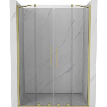 Mexen Velar Duo drzwi prysznicowe rozsuwane 140 cm, transparent, złote szczotkowane - 871-140-000-02-55