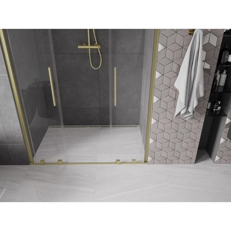 Mexen Velar Duo drzwi prysznicowe rozsuwane 160 cm, transparent, złote szczotkowane - 871-160-000-02-55