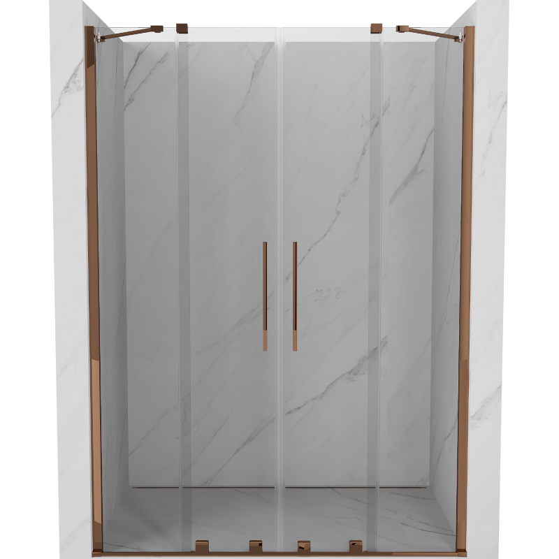 Mexen Velar Duo drzwi prysznicowe rozsuwane 140 cm, transparent, różowe złoto - 871-140-000-02-60