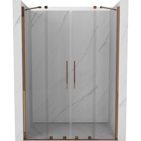 Mexen Velar Duo drzwi prysznicowe rozsuwane 150 cm, transparent, różowe złoto - 871-150-000-02-60