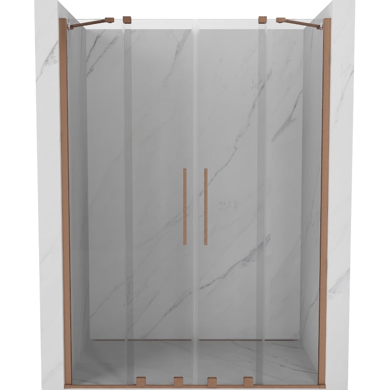 Mexen Velar Duo drzwi prysznicowe rozsuwane 140 cm, transparent, miedź szczotkowana - 871-140-000-02-65