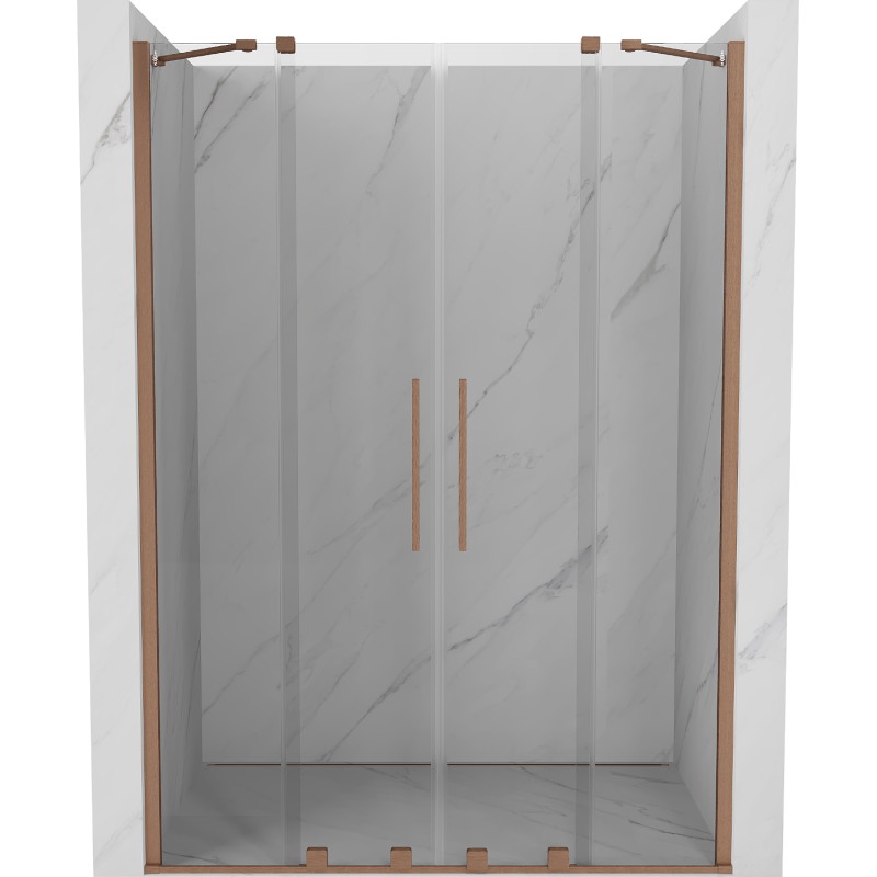 Mexen Velar Duo drzwi prysznicowe rozsuwane 160 cm, transparent, miedź szczotkowana - 871-160-000-02-65