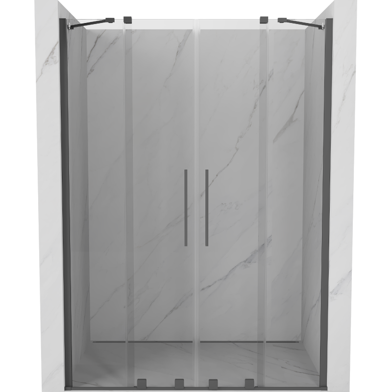 Mexen Velar Duo drzwi prysznicowe rozsuwane 140 cm, transparent, gun gray szczotkowany - 871-140-000-02-66