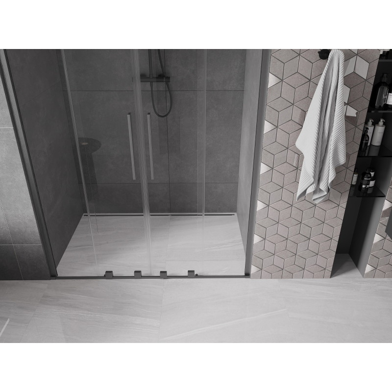 Mexen Velar Duo drzwi prysznicowe rozsuwane 150 cm, transparent, gun gray szczotkowany - 871-150-000-02-66