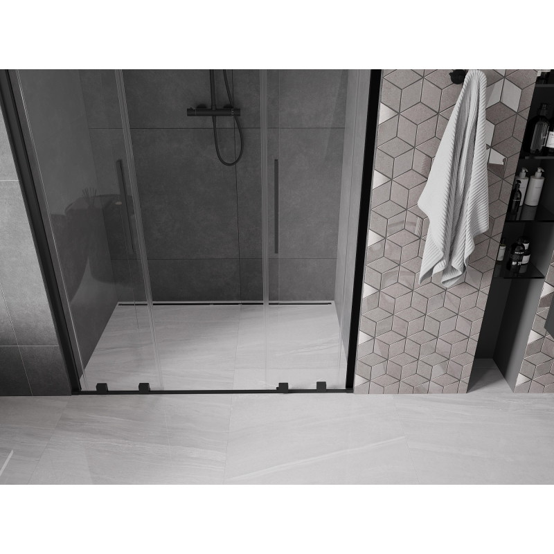 Mexen Velar Duo drzwi prysznicowe rozsuwane 140 cm, transparent, czarne - 871-140-000-02-70