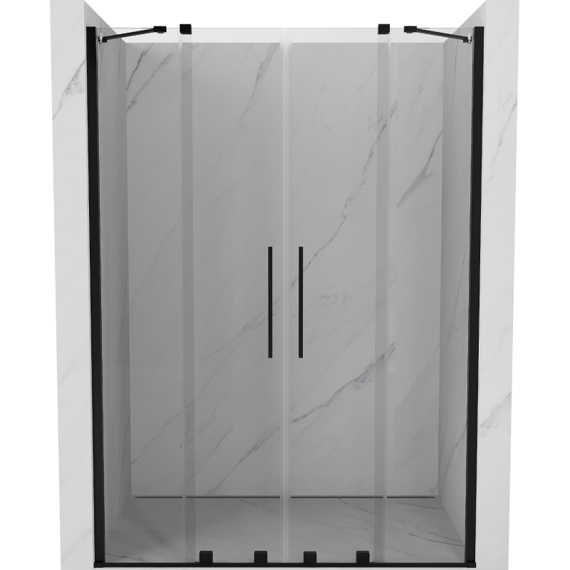 Mexen Velar Duo drzwi prysznicowe rozsuwane 160 cm, transparent, czarne - 871-160-000-02-70
