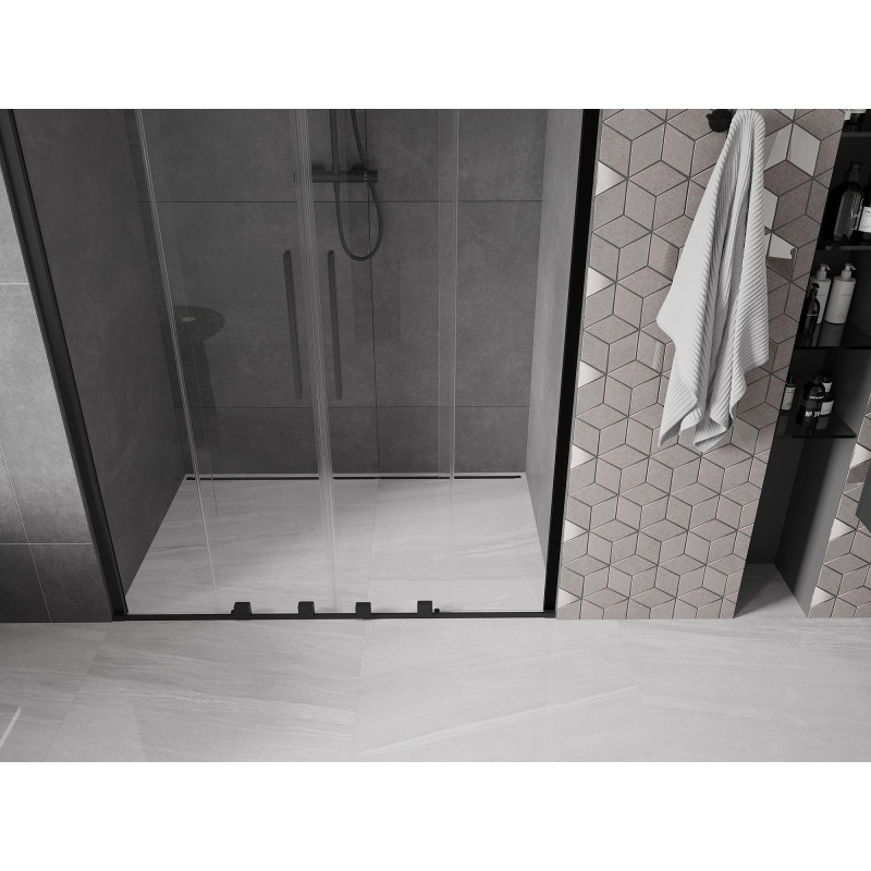 Mexen Velar Duo drzwi prysznicowe rozsuwane 160 cm, transparent, czarne - 871-160-000-02-70