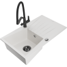 Mexen Cesar zlewozmywak granitowy 1-komorowy z ociekaczem i baterią kuchenną Duo, biały - 6514-20-671701-70-B