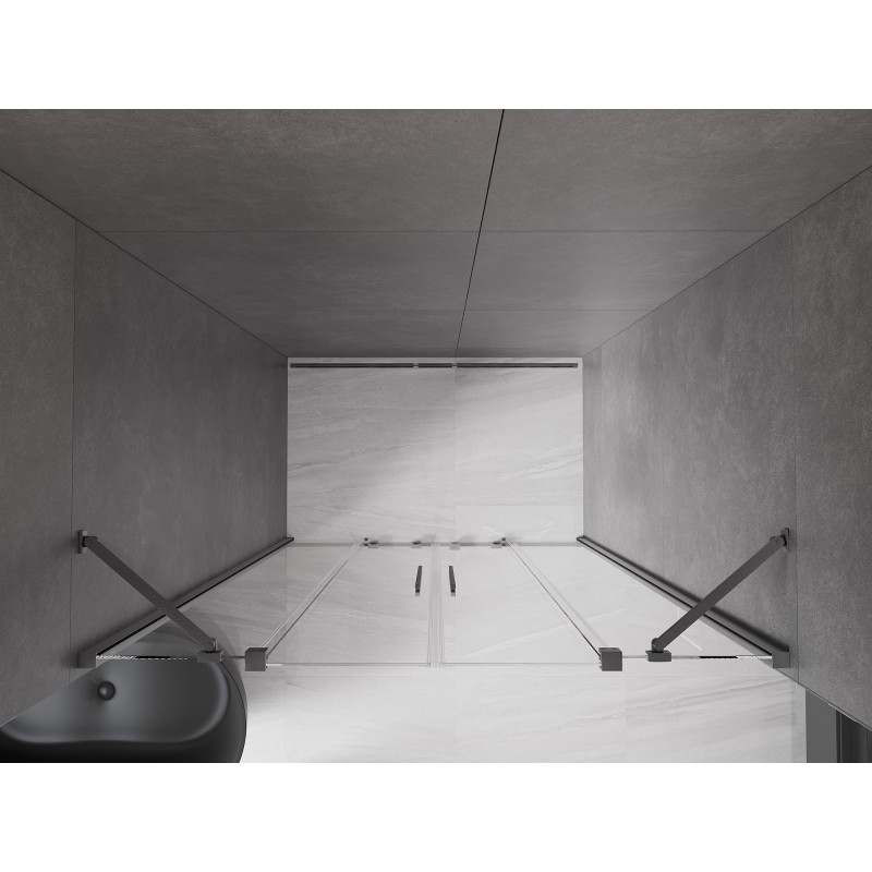 Mexen Velar Duo drzwi prysznicowe rozsuwane 200 cm, transparent, gun gray szczotkowany - 871-200-000-02-66
