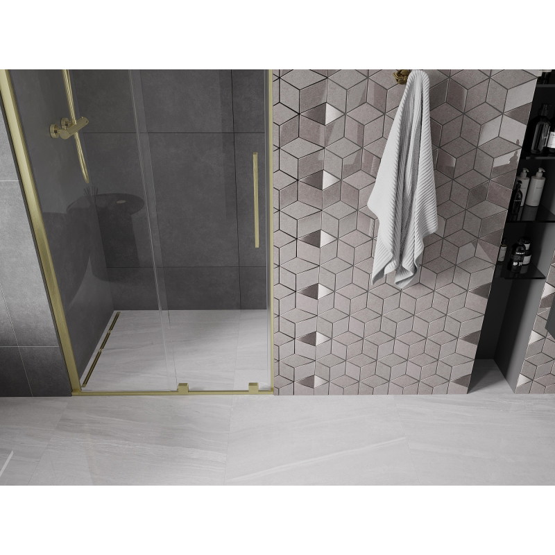 Mexen Velar drzwi prysznicowe rozsuwane 110 cm, transparent, złote szczotkowane - 871-110-000-01-55