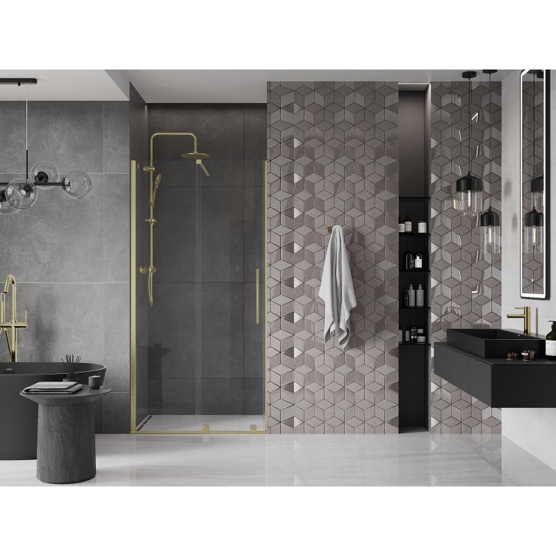 Mexen Velar drzwi prysznicowe rozsuwane 120 cm, transparent, złote szczotkowane - 871-120-000-01-55
