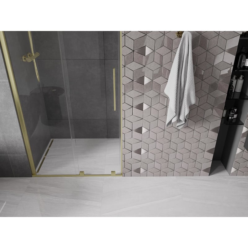 Mexen Velar drzwi prysznicowe rozsuwane 120 cm, transparent, złote szczotkowane - 871-120-000-01-55