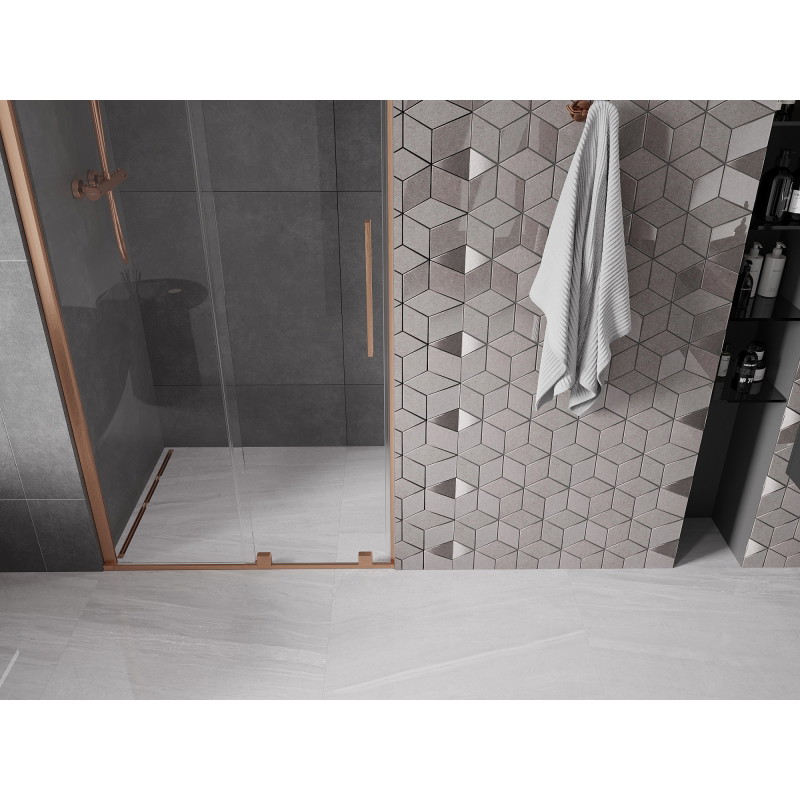 Mexen Velar drzwi prysznicowe rozsuwane 110 cm, transparent, różowe złoto - 871-110-000-01-60