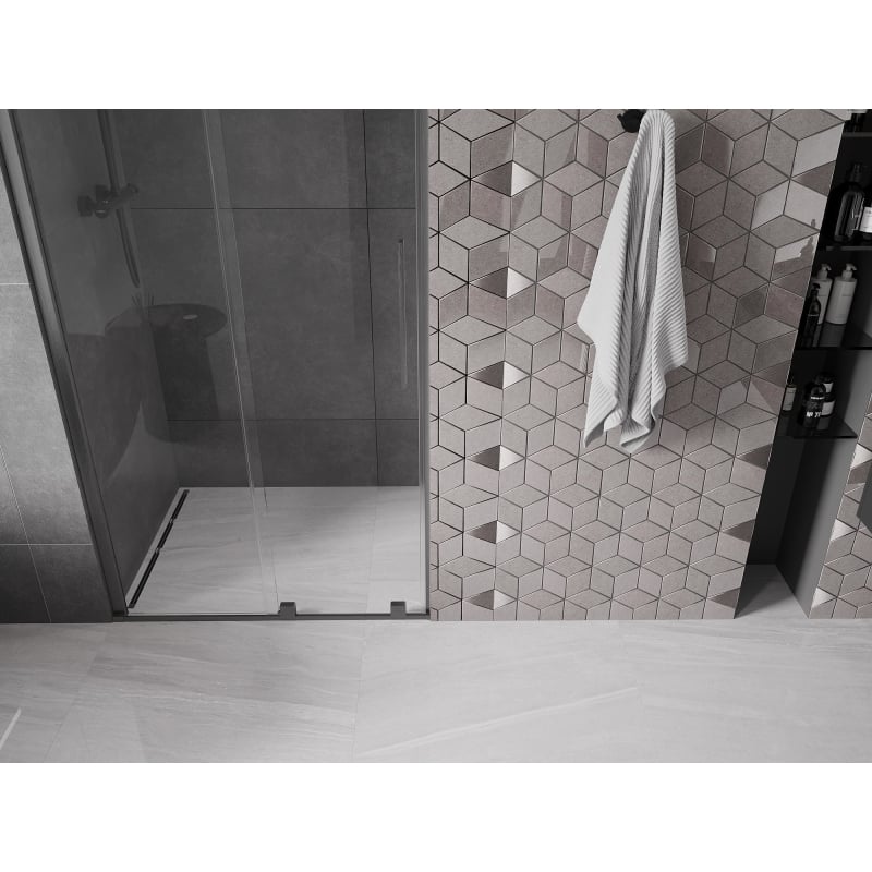 Mexen Velar drzwi prysznicowe rozsuwane 110 cm, transparent, gun gray szczotkowany - 871-110-000-01-66