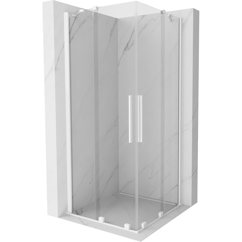 Mexen Velar Duo kabina prysznicowa rozsuwana 80 x 80 cm, transparent, biała - 871-080-080-02-20
