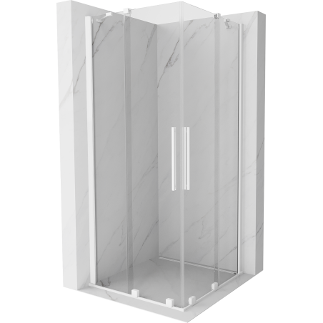 Mexen Velar Duo kabina prysznicowa rozsuwana 80 x 80 cm, transparent, biała - 871-080-080-02-20