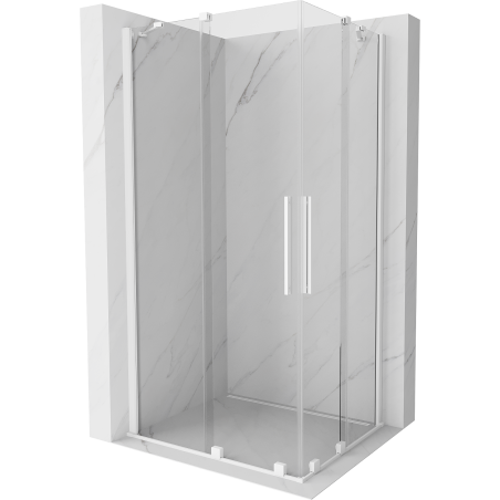 Mexen Velar Duo kabina prysznicowa rozsuwana 90 x 80 cm, transparent, biała - 871-090-080-02-20