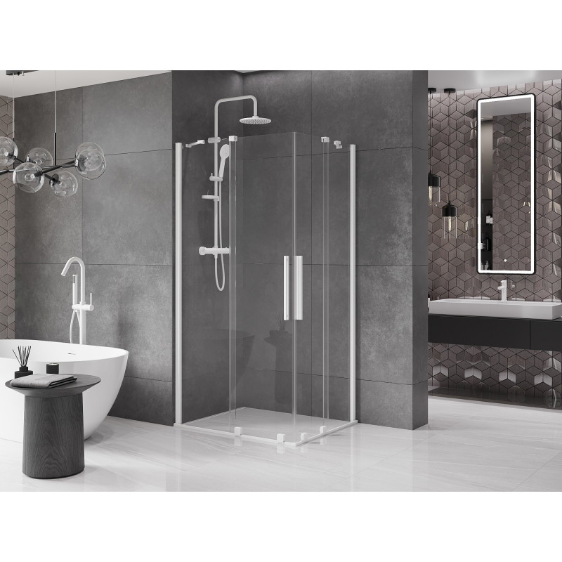 Mexen Velar Duo kabina prysznicowa rozsuwana 100 x 90 cm, transparent, biała - 871-100-090-02-20