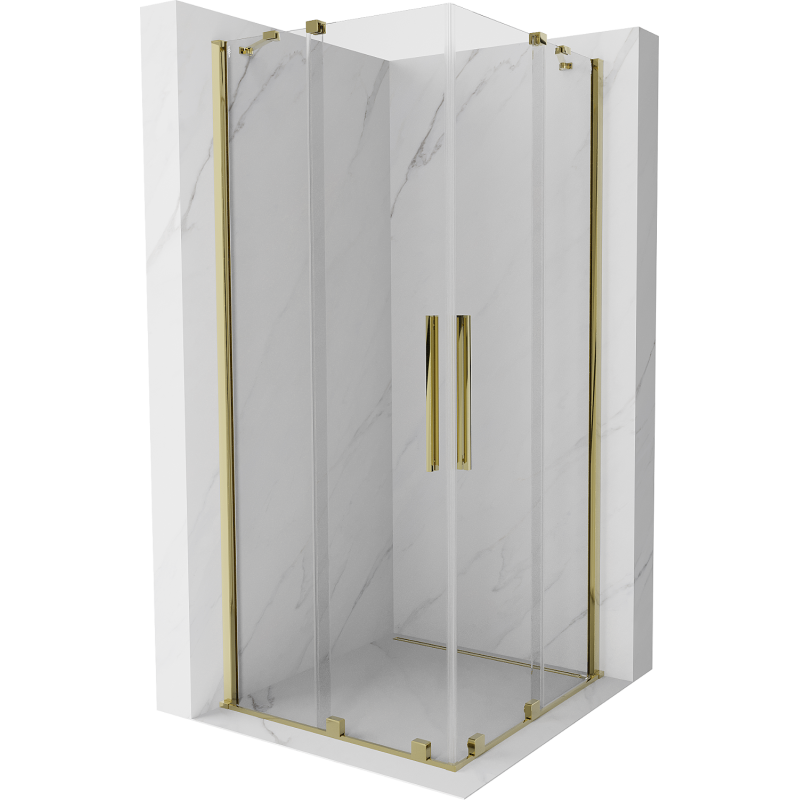 Mexen Velar Duo kabina prysznicowa rozsuwana 80 x 80 cm, transparent, złota - 871-080-080-02-50