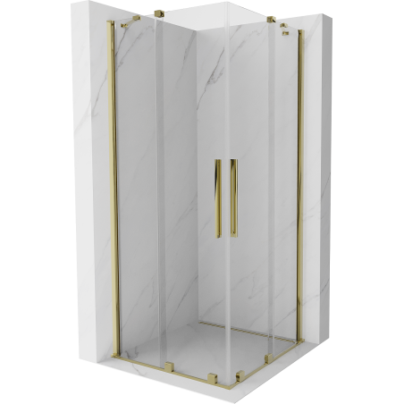 Mexen Velar Duo kabina prysznicowa rozsuwana 80 x 80 cm, transparent, złota - 871-080-080-02-50