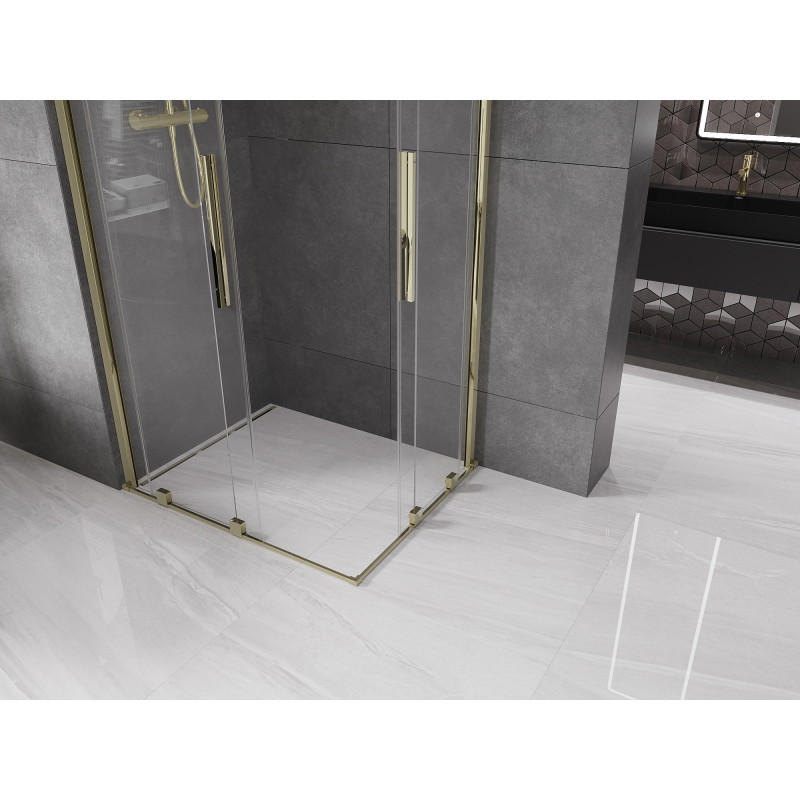 Mexen Velar Duo kabina prysznicowa rozsuwana 90 x 80 cm, transparent, złota - 871-090-080-02-50